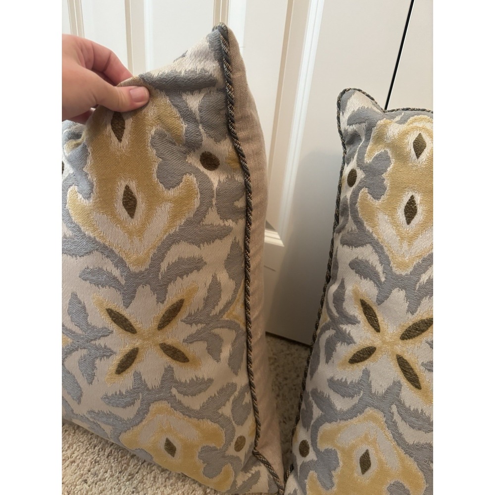 Dransfield & Ross Ikat Throw Pillow Covers 24" x 24" Set of 2 PILLOWCASES ONLY - Picture 2 of 9
